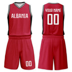Custom Albania Basketball Set for Kids Personalized Name Number Jersey and Shorts Basketball Team Uniform for Boys & Girls 3-14Y
