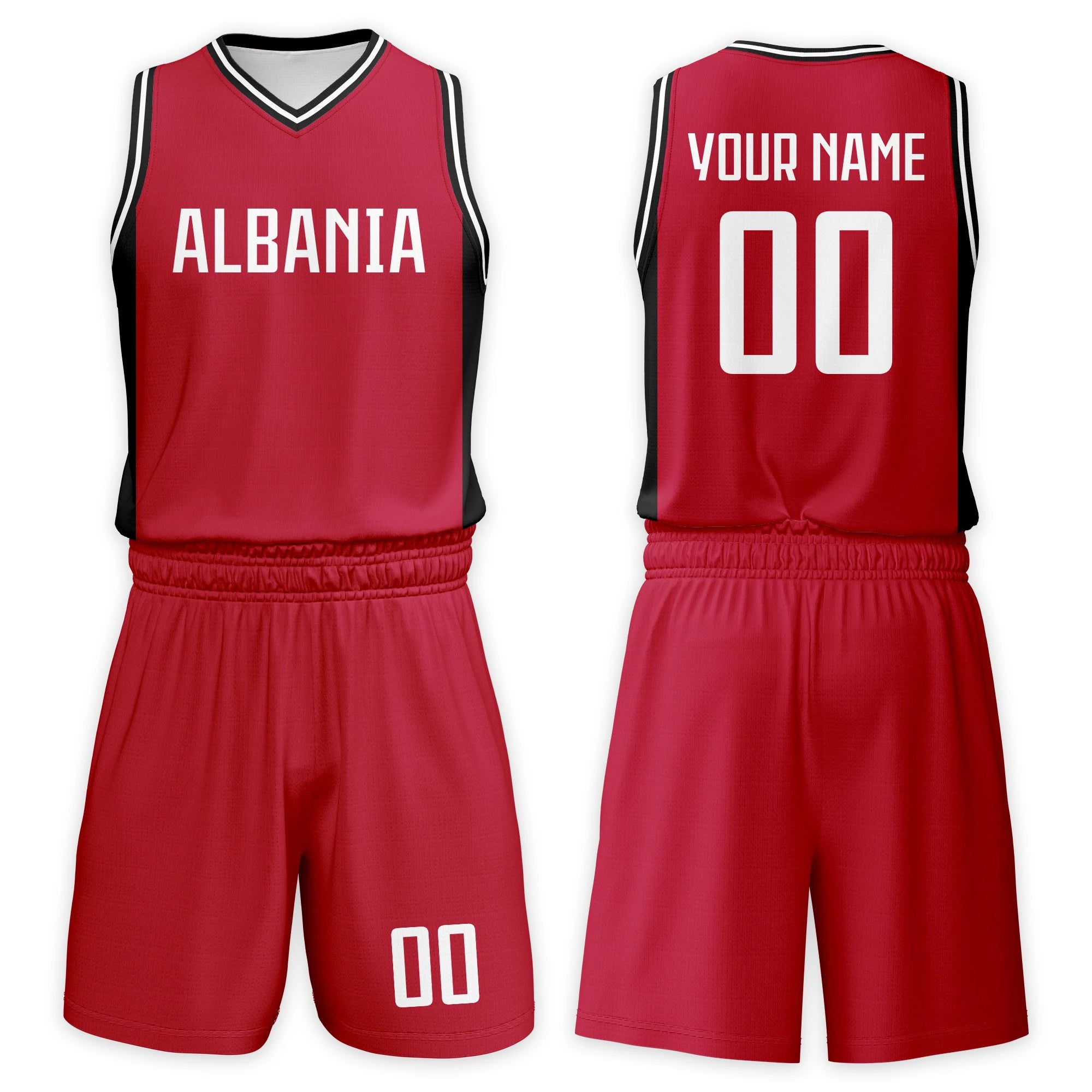 Custom Albania Basketball Set for Kids Personalized Name Number Jersey and Shorts Basketball Team Uniform for Boys & Girls 3-14Y