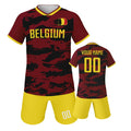 Belgium Customized Football Jersey for Kids Boys Soccer Jersey Set Personalized Summer Football Uniforms Girls Tracksuit 3-14Y