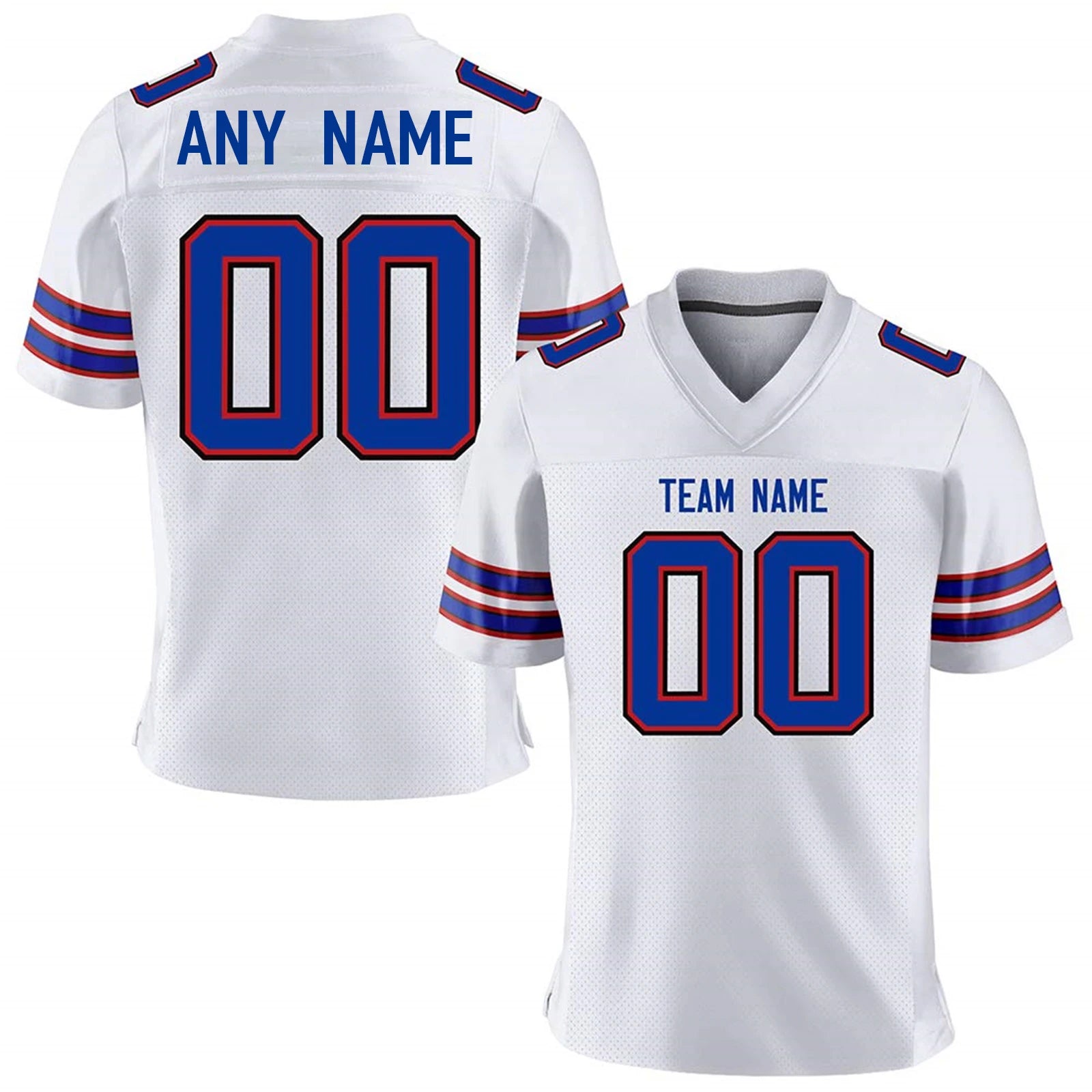 Custom American Football Jersey, Personalized Blue White Team Shirt with Printed Name and Number, Fan Gift for Men Women Youth