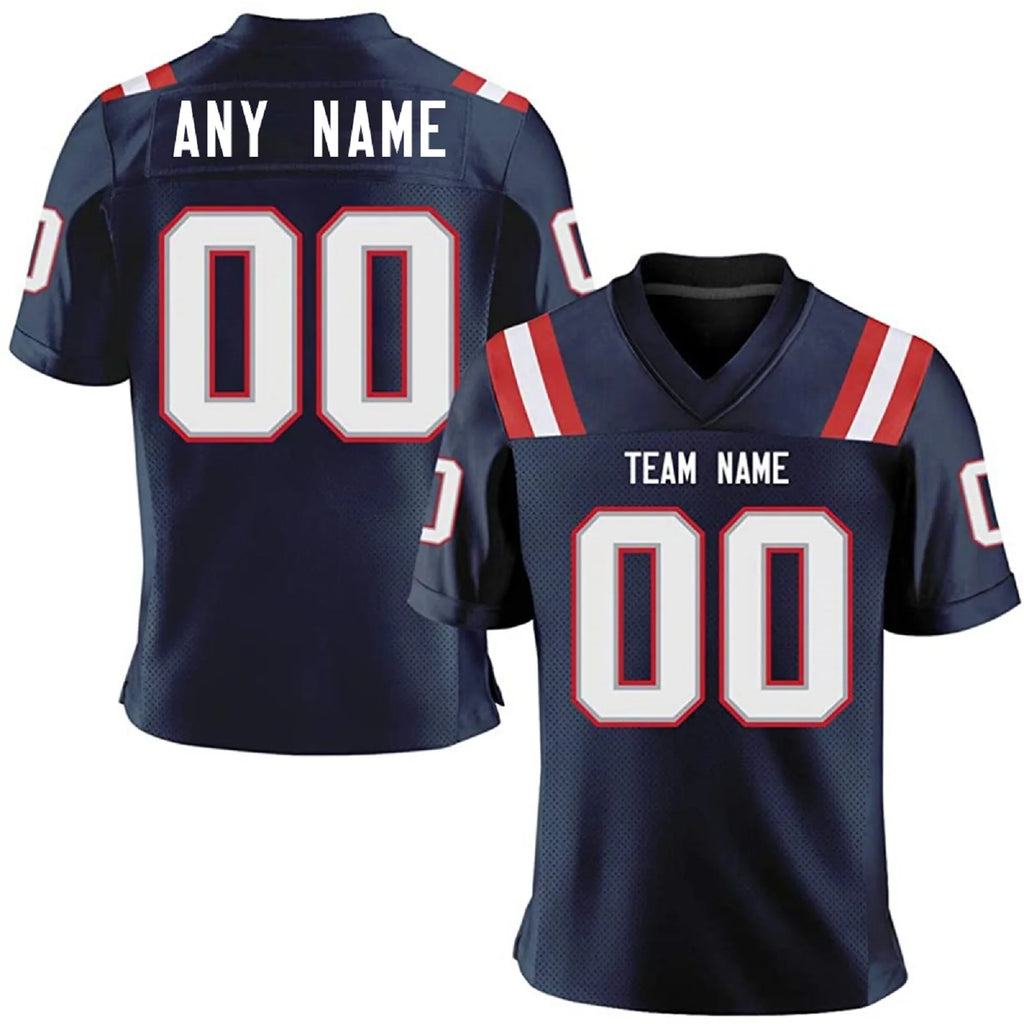 Personalized American Football Jersey, Navy White Custom Football Shirt, Printed Name Number Football Gift for Men Women Fans