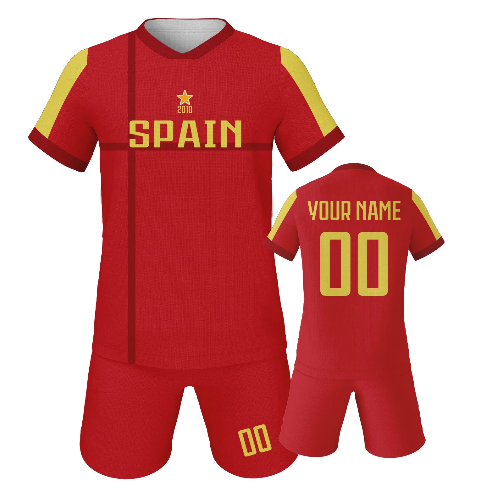 Spain Custom Soccer Jersey Sets Football Kit Kids Training Outfit Club Personalized Name Number Soccer Uniform for Boys ï¼?Girls