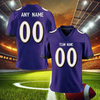 Custom American Football Jersey, Purple Football Shirt for Men Women Youth Kids, Personalized Print Team Name Number Fans Gift