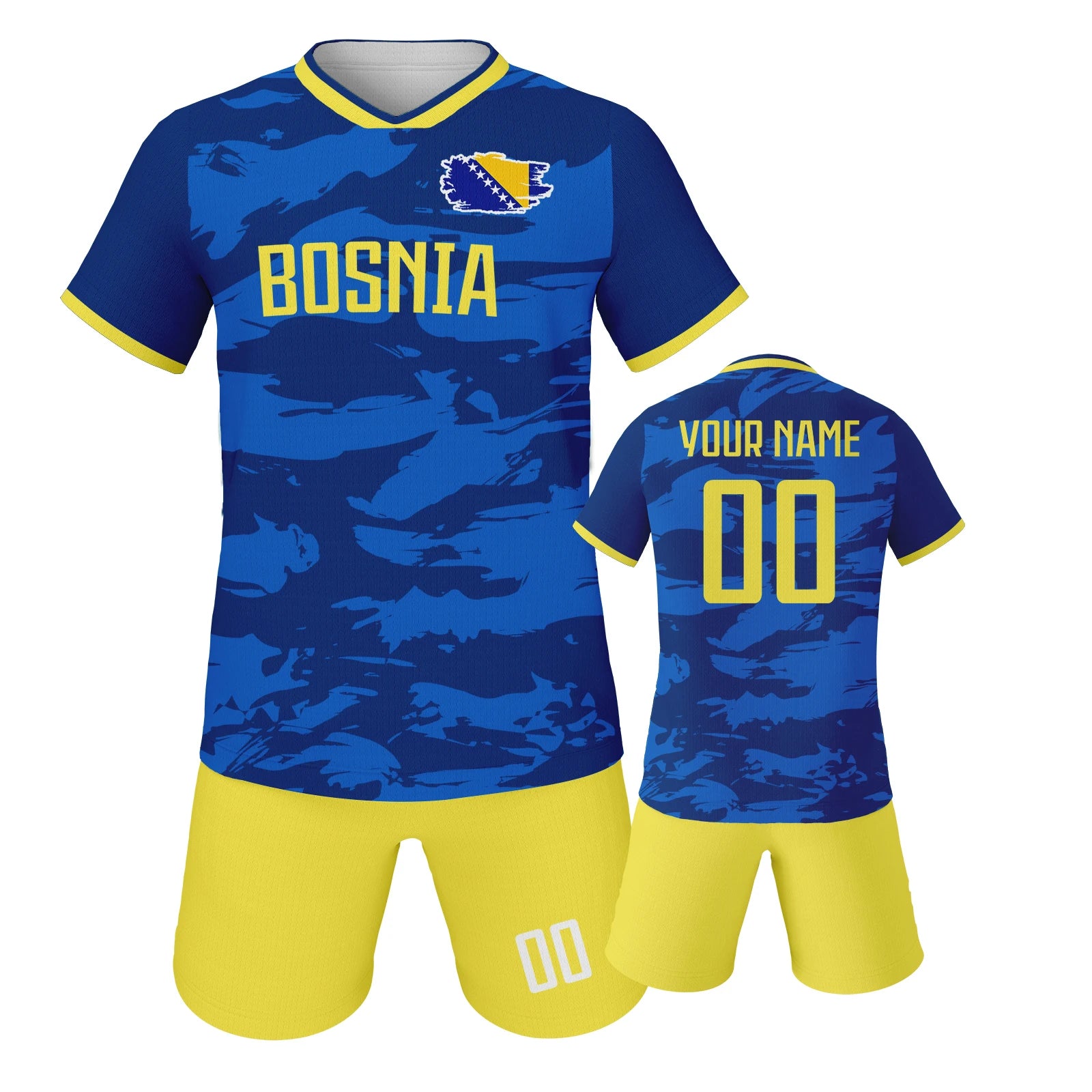 Custom Kids Soccer Jersey Bosnia Football Uniform Personalized Name Number Youth Team Training Kit for Boys Girls 3-14Y