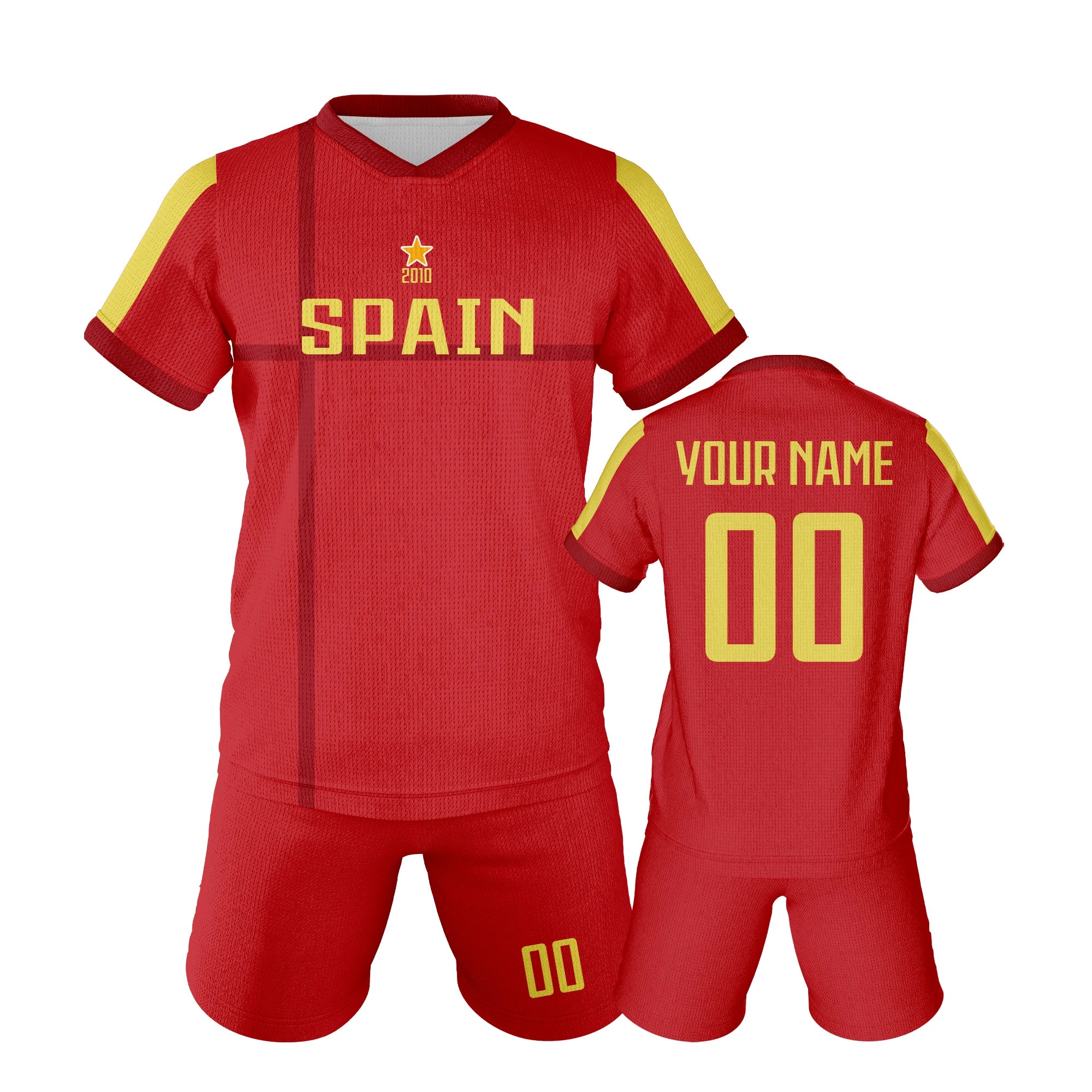 Spain Custom Soccer Jersey Sets Football Kit Kids Training Outfit Club Personalized Name Number Soccer Uniform for Boys ï¼?Girls
