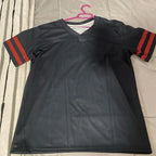 Custom American Football Jersey, Black Red Football Shirt, Personalized Printed Team Name Number, Men Women Youth Kids Jerseys