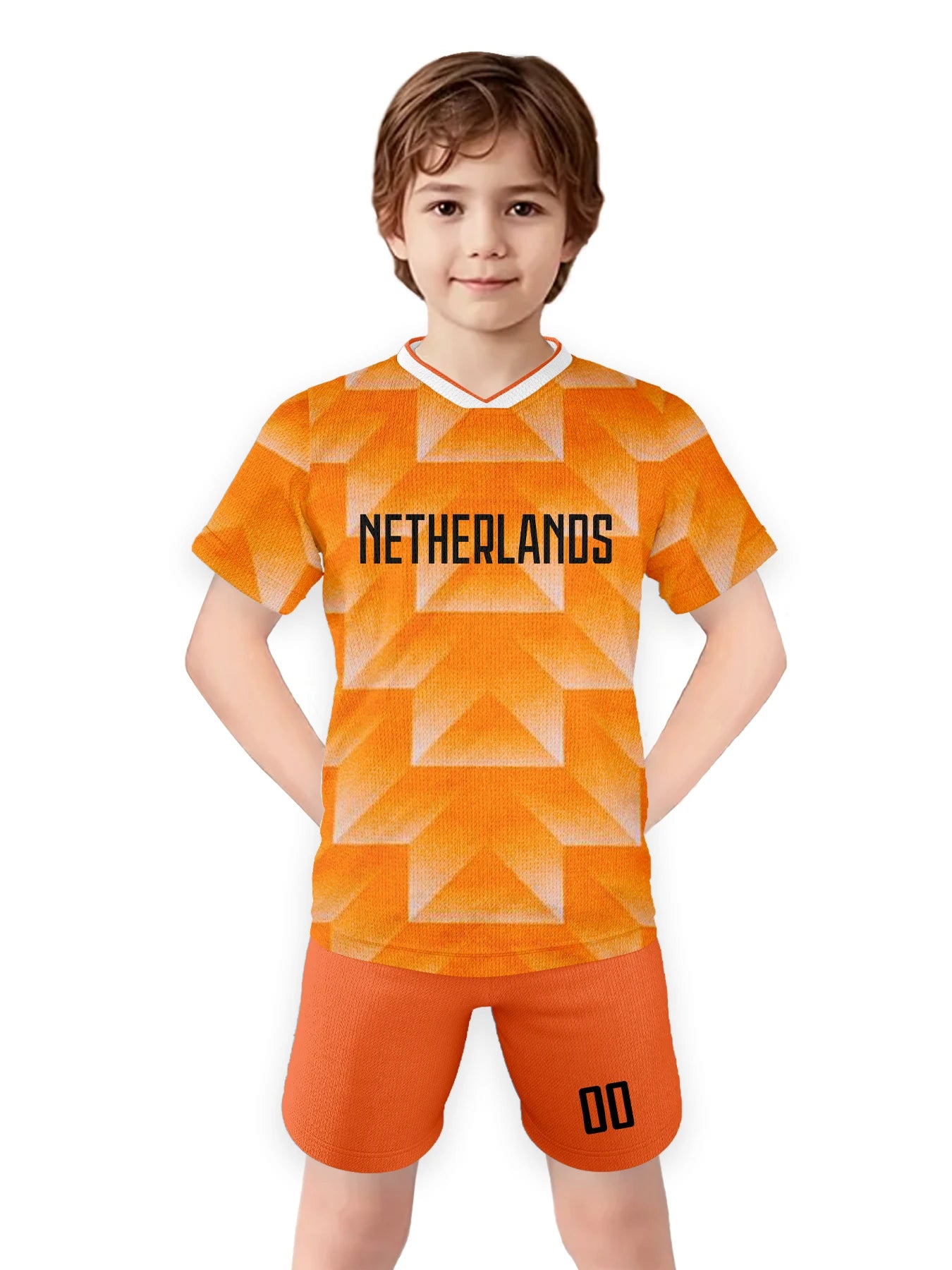 Customized Netherlands Soccer Jersey and Shorts Dutch Kids Football Set Breathable Soccer Training Uniform for Boys Girls