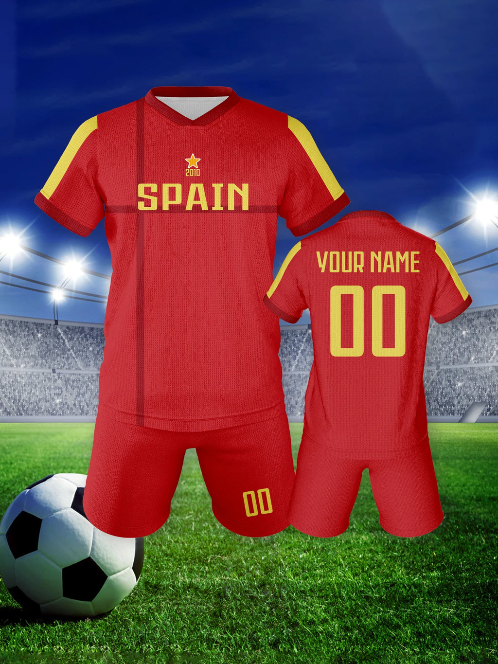 Spain Custom Soccer Jersey Sets Football Kit Kids Training Outfit Club Personalized Name Number Soccer Uniform for Boys ï¼?Girls