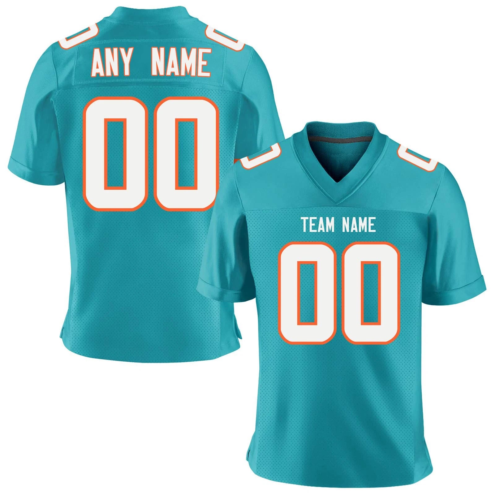 Personalized Aqua American Football Jersey Custom Printed Team Name Number for Men Women Kids Youth Football Uniform