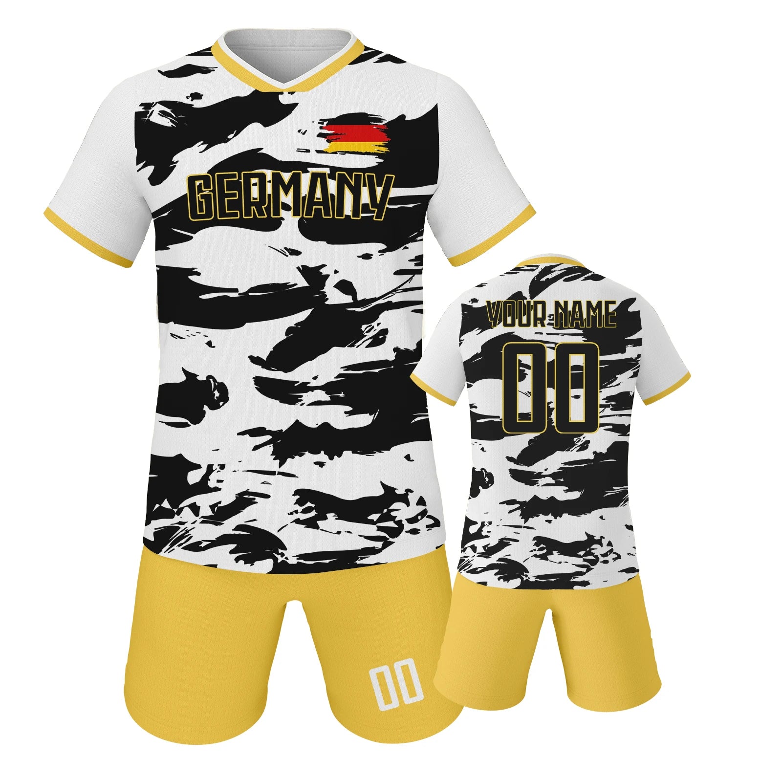 Custom Kids Soccer Jersey Shorts Germany Football Set with Personalized Name and Number School Team Club Training Jerseys