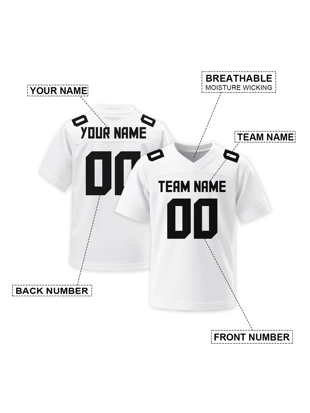 Custom Men's American Football Jersey Personalized Name Number Solid Color Football Team Uniform Sports Jersey