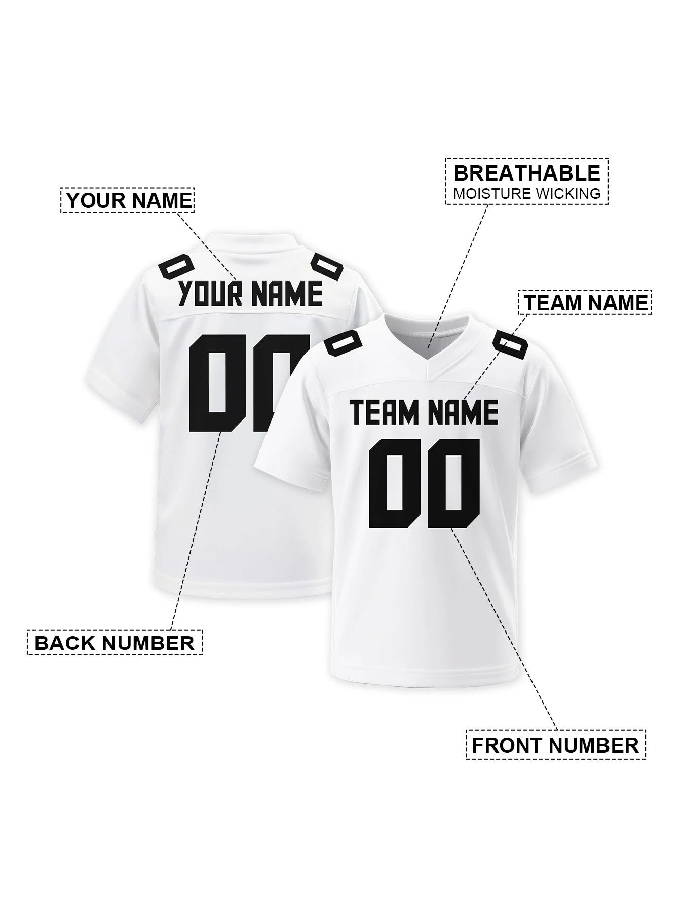Custom Men's American Football Jersey Personalized Name Number Solid Color Football Team Uniform Sports Jersey