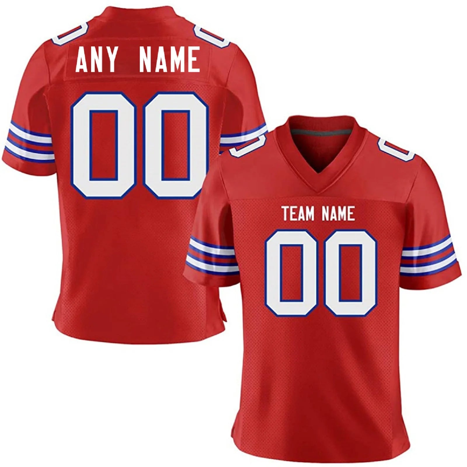 Custom American Football Jersey, Personalized Blue White Team Shirt with Printed Name and Number, Fan Gift for Men Women Youth