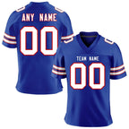 Custom American Football Jersey, Personalized Blue White Team Shirt with Printed Name and Number, Fan Gift for Men Women Youth