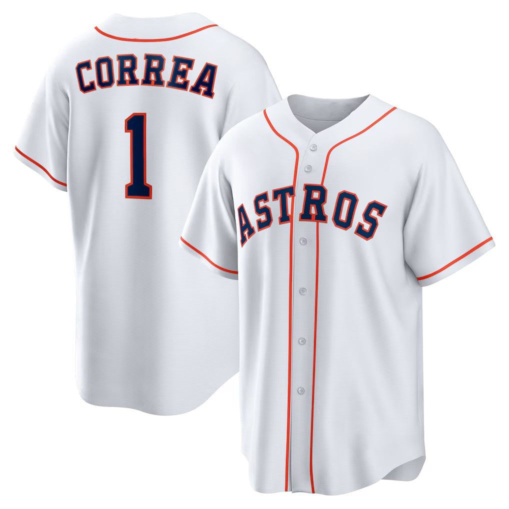 Houston Astros #1 Carlos Correa White MWATKINS Home Replica Jersey