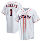 Houston Astros #1 Carlos Correa White MWATKINS Home Replica Jersey