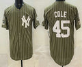 New York Yankees #45 Gerrit Cole Olive MWATKINS Pinstripe 2026 Armed Forces Day Salute To Service Jersey