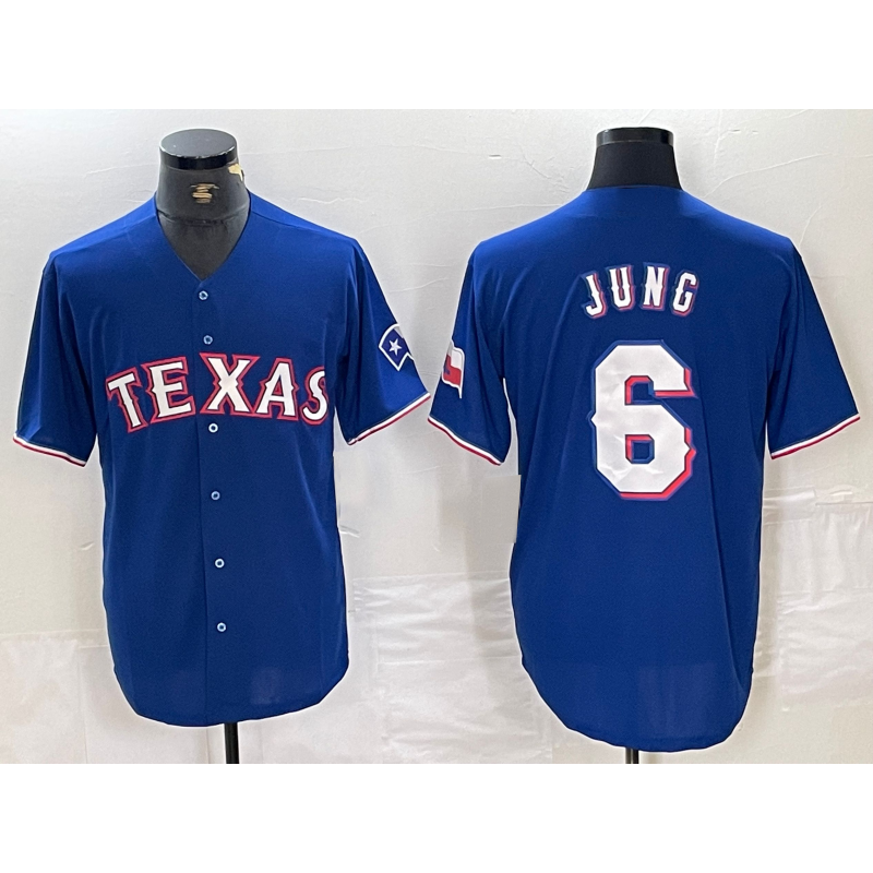 Texas Rangers #6 Josh Jung Blue MWATKINS Stitched Cool Base Jersey