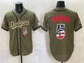 Los Angeles Dodgers #5 Freddie Freeman Olive MWATKINS 2026 Armed Forces Day 250 Fourth of July Stitched Jersey