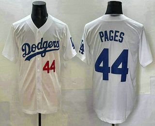 Los Angeles Dodgers #44 Andy Pages Number White MWATKINS Cool Base Stitched Jersey