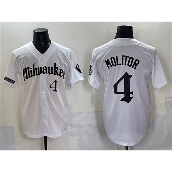Milwaukee Brewers #4 Paul Molitor White MWATKINS 'Gothic 414 Shadows Edition' Vapor Premier Limited Stitched Jersey