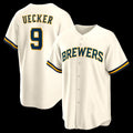 Milwaukee Brewers #9 Bob Uecker Cream MWATKINS Home Retired Player Replica Jersey
