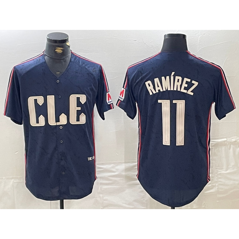 Cleveland Guardians #11 Jose Ramirez Navy MWATKINS 2024 City Connect Limited Stitched Jersey