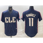 Cleveland Guardians #11 Jose Ramirez Navy MWATKINS 2024 City Connect Limited Stitched Jersey