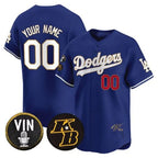 Custom Los Angeles Dodgers Vin Patch & Kobe Bryant Signature Vapor Premier Limited Jersey ¨C Royal MWATKINS