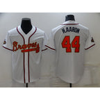 Atlanta Braves #44 Hank Aaron 2022 White Gold MWATKINS World Series Champions Program Cool Base Stitched Jersey