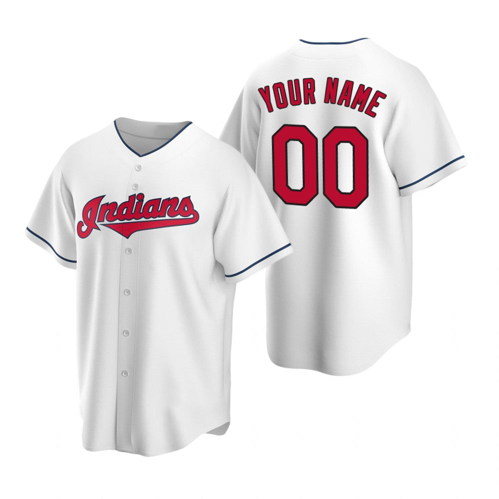 Custom Cleveland Indians White MWATKINS Stitched Cool Base Home Jersey