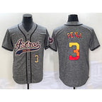 Houston Astros #3 Jeremy Pena Number Grey MWATKINS Gridiron Cool Base Stitched Jersey