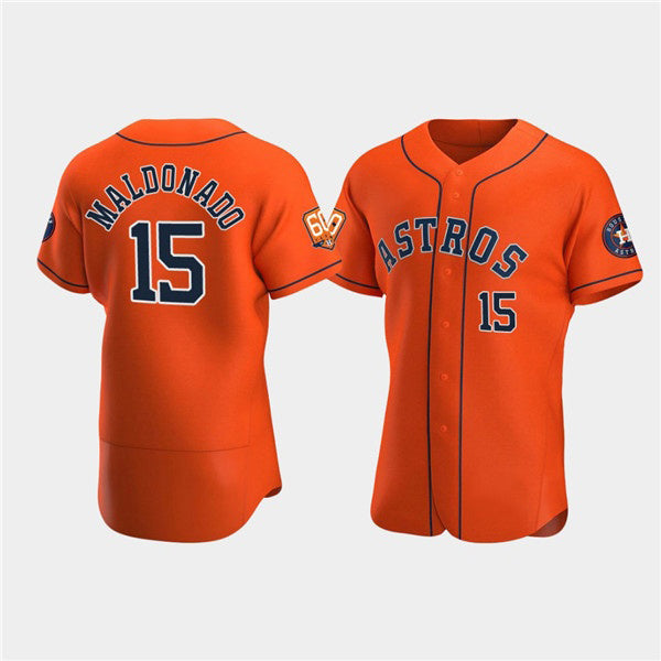 Houston Astros #15 Mart¨ªn Maldonado Orange MWATKINS 60th Anniversary Flex Base Stitched Jersey