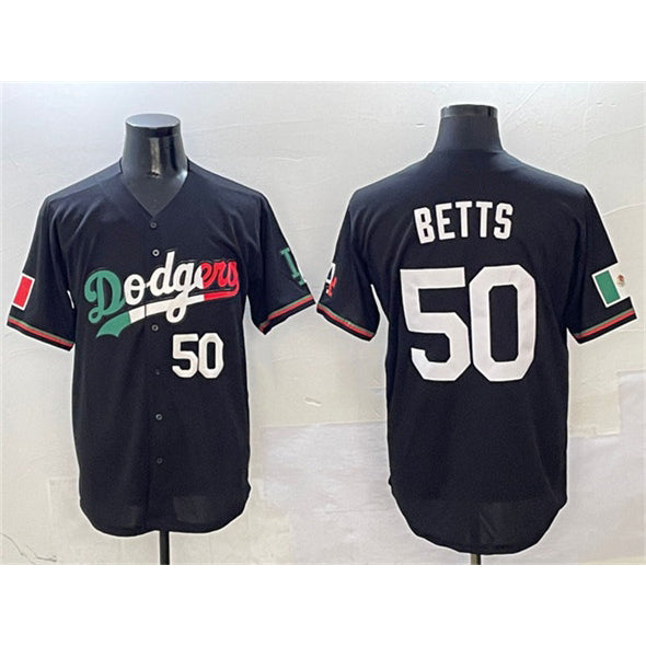 Los Angeles Dodgers #50 Mookie Betts Black MWATKINS Mexico Flag Limited Stitched Jersey