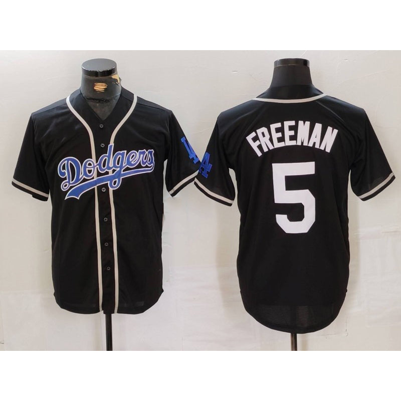 Los Angeles Dodgers #5 Freddie Freeman Black MWATKINS Cool Base With Patch Stitched Jersey