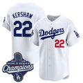 Los Angeles Dodgers #22 Clayton Kershaw White MWATKINS 2025 Champions Stitched Jersey