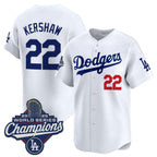 Los Angeles Dodgers #22 Clayton Kershaw White MWATKINS 2025 Champions Stitched Jersey