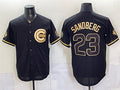 Chicago Cubs #23 Ryne Sandberg Black Gold MWATKINS 150th Anniversary Patch Stitched Jersey