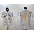 New York Yankees #2 Derek Jeter White MWATKINS Pinstripe Without Name Fashion Cool Base Jerseys