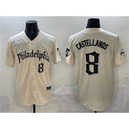 Philadelphia Phillies #8 Nick Castellanos Cream MWATKINS Gothic Vapor Limited Stitched Jersey