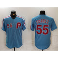 Philadelphia Phillies #55 Ranger Suarez Number Light Blue MWATKINS Cooperstown Cool Base Jersey