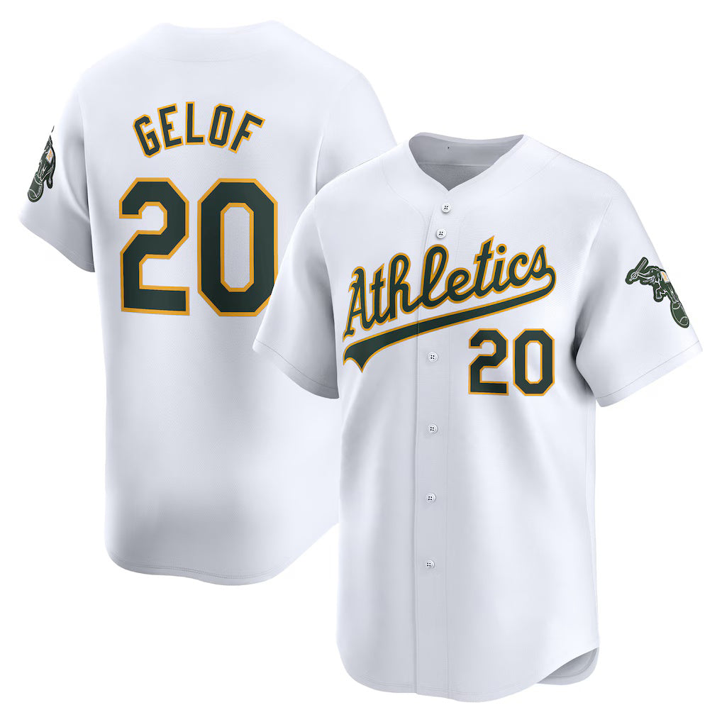 Oakland Athletics #20 Zack Gelof White MWATKINS Home Limited Player Jersey