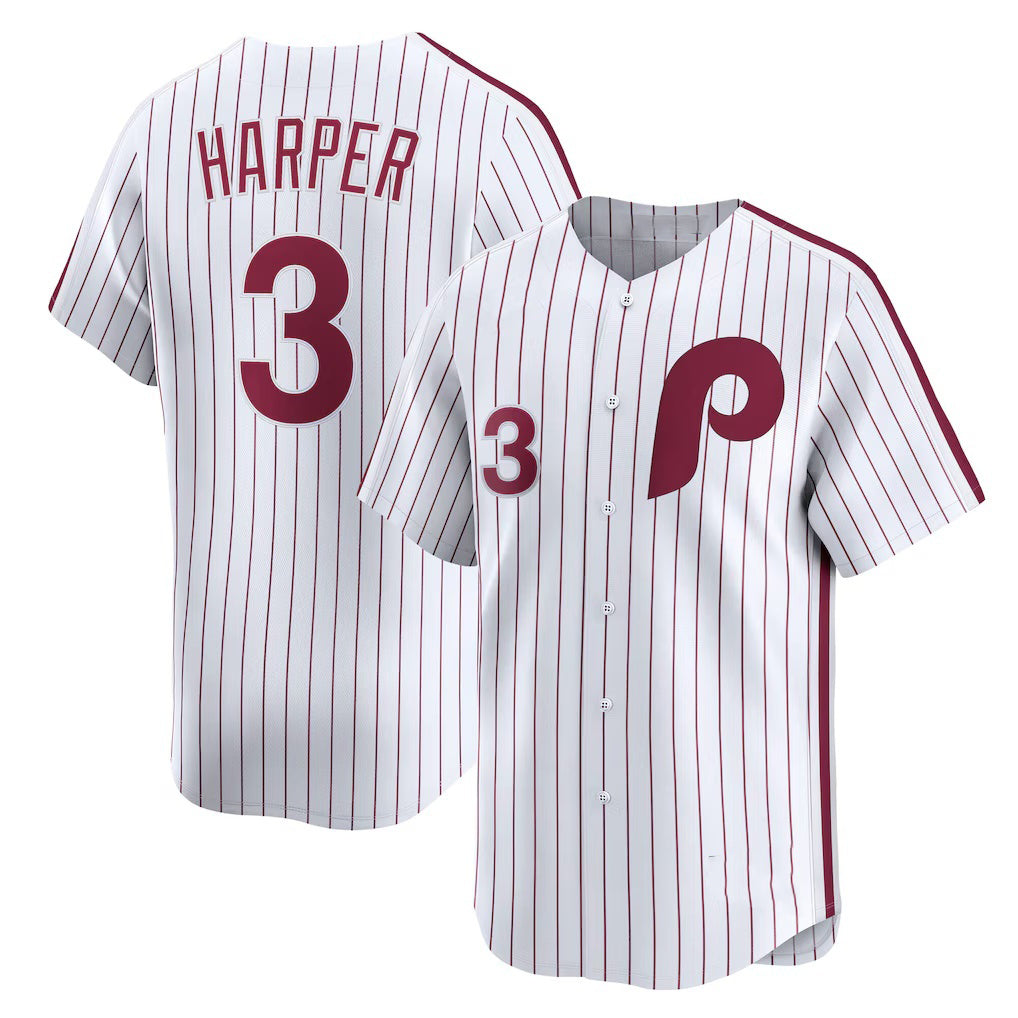 Philadelphia Phillies #3 Bryce Harper White MWATKINS Cooperstown Collection Limited Jersey