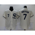 Chicago White Sox #7 Tim Anderson 2021 Cream MWATKINS Navy Field of Dreams Number Flex Base Stitched Jersey