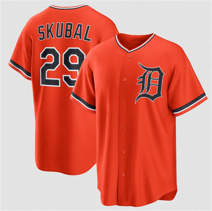 Detroit Tigers #29 Tarik Skubal Orange MWATKINS Alternate Stitched Jersey