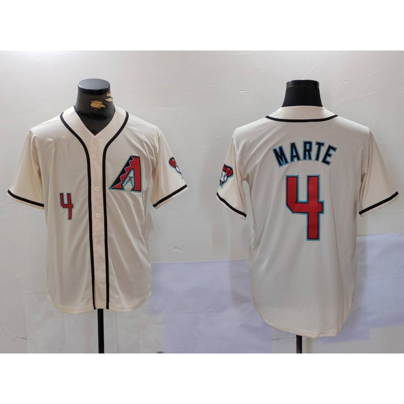 Arizona Diamondback #4 Ketel Marte Number Cream MWATKINS Cool Base Limited Stitched Jersey