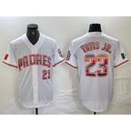 San Diego Padres #23 Fernando Tatis Jr Mexico White MWATKINS Cool Base Stitched Baseball Jersey