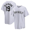 Colorado Rockies #19 Charlie Blackmon White MWATKINS Home Replica Player Name Jersey
