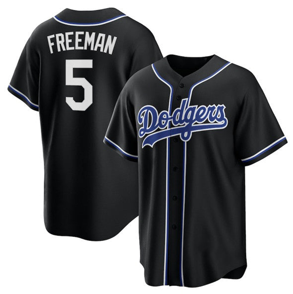 Los Angeles Dodgers #5 Freddie Freeman Black MWATKINS Lights Out Limited Stitched Jersey