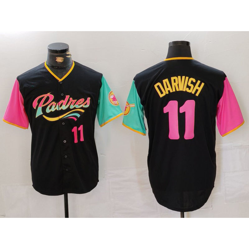 San Diego Padres #11 Yu Darvish Black MWATKINS Player Number Fashion Jersey